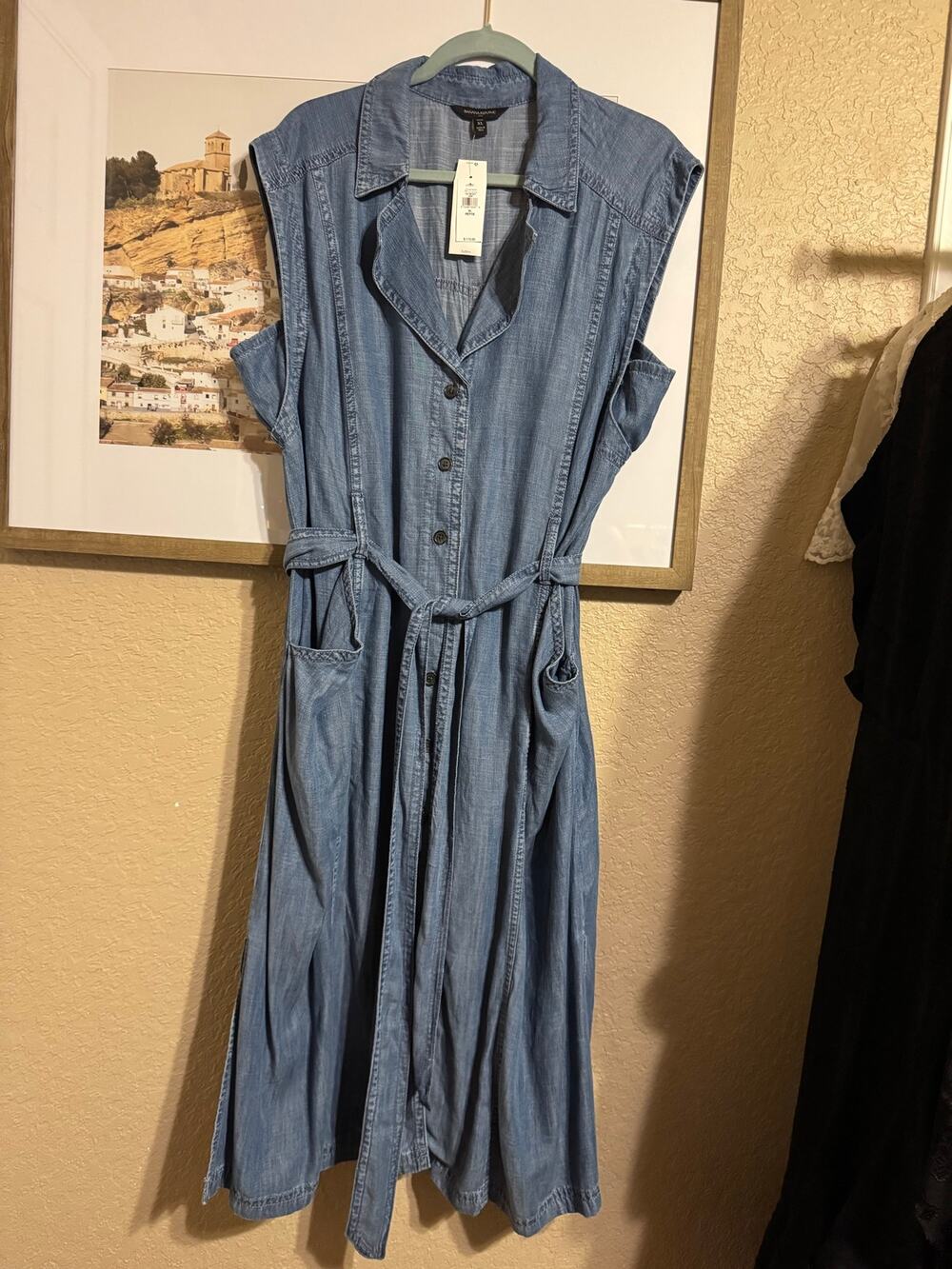 New Banana Republic Chambray Belted Midi dress PXL